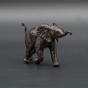 Medium Bronze Elephant Calf Trunk Out